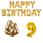 9 jaar Verjaardag Versiering Ballon Pakket Goud 9 jaar Verjaardag Versiering Ballon Pakket Goud