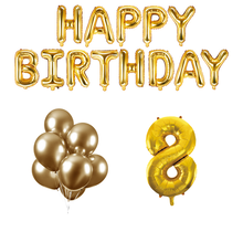 8 jaar Verjaardag Versiering Ballon Pakket Goud