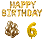 6 jaar Verjaardag Versiering Ballon Pakket Goud