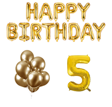 5 jaar Verjaardag Versiering Ballon Pakket Goud