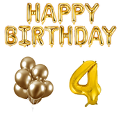 4 jaar Verjaardag Versiering Ballon Pakket Goud
