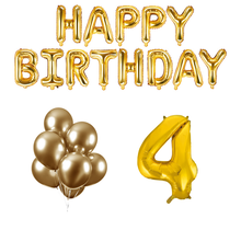 4 jaar Verjaardag Versiering Ballon Pakket Goud