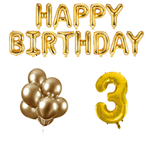 3 jaar Verjaardag Versiering Ballon Pakket Goud