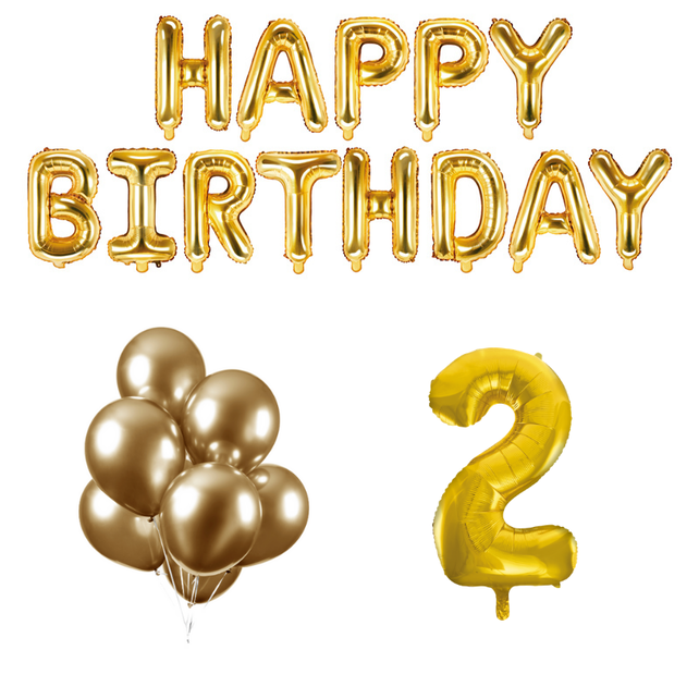2 jaar Verjaardag Versiering Ballon Pakket Goud