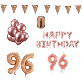 96 jaar Verjaardag Versiering Pakket Rosé Goud