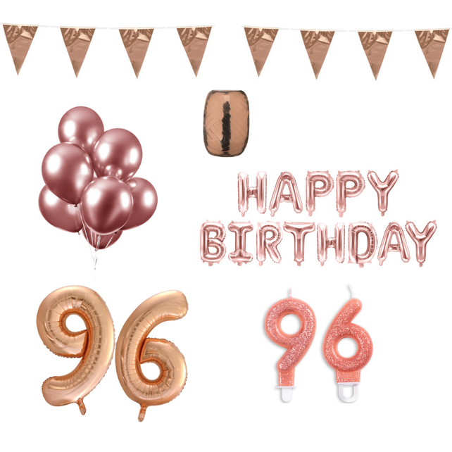 96 jaar Verjaardag Versiering Pakket Rosé Goud