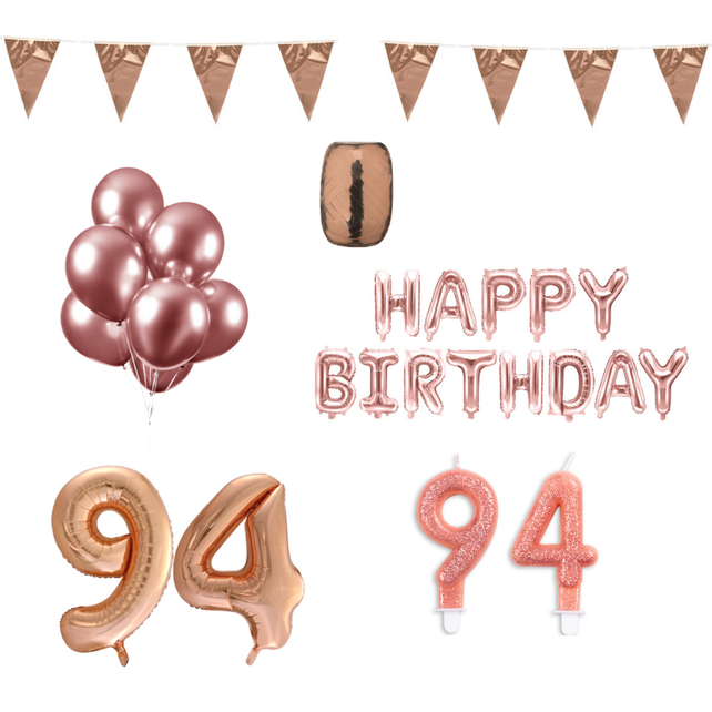 94 jaar Verjaardag Versiering Pakket Rosé Goud