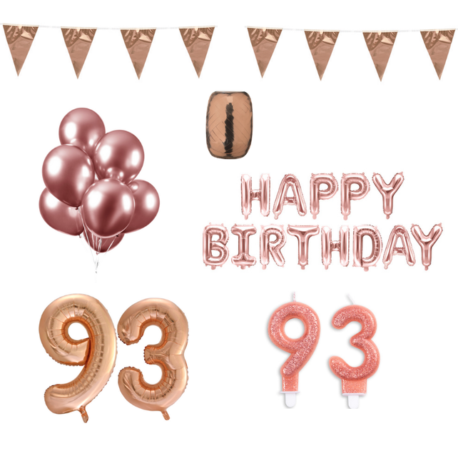 93 jaar Verjaardag Versiering Pakket Rosé Goud
