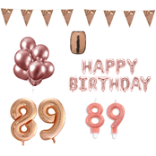 89 jaar Verjaardag Versiering Pakket Rosé Goud