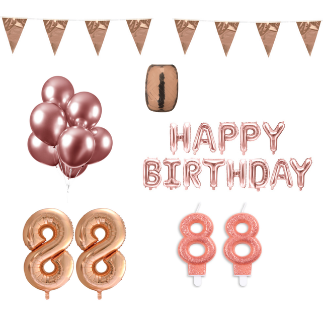 88 jaar Verjaardag Versiering Pakket Rosé Goud