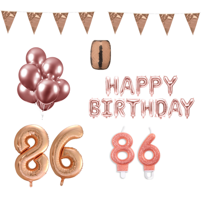 86 jaar Verjaardag Versiering Pakket Rosé Goud
