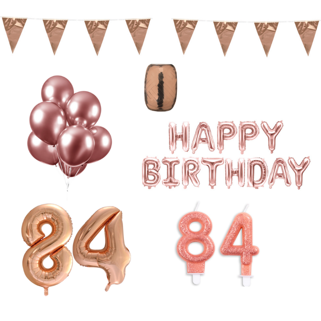 84 jaar Verjaardag Versiering Pakket Rosé Goud