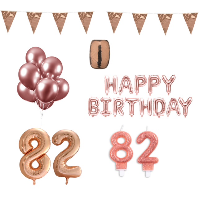 82 jaar Verjaardag Versiering Pakket Rosé Goud