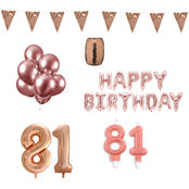 81 jaar Verjaardag Versiering Pakket Rosé Goud