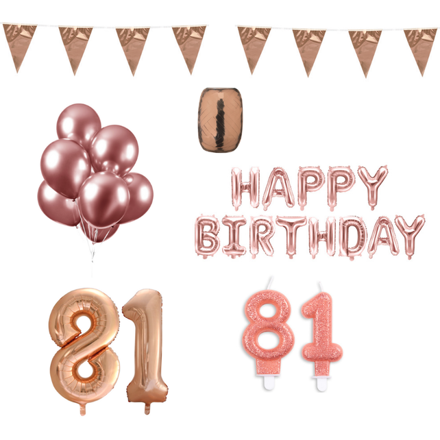 81 jaar Verjaardag Versiering Pakket Rosé Goud