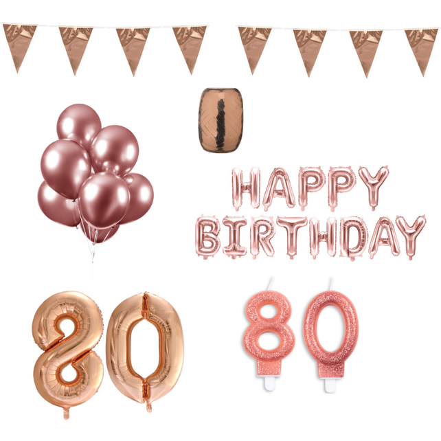 80 jaar Verjaardag Versiering Pakket Rosé Goud