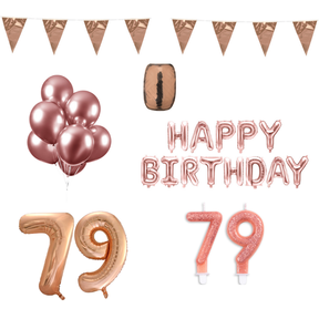 79 jaar Verjaardag Versiering Pakket Rosé Goud