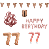 77 jaar Verjaardag Versiering Pakket Rosé Goud