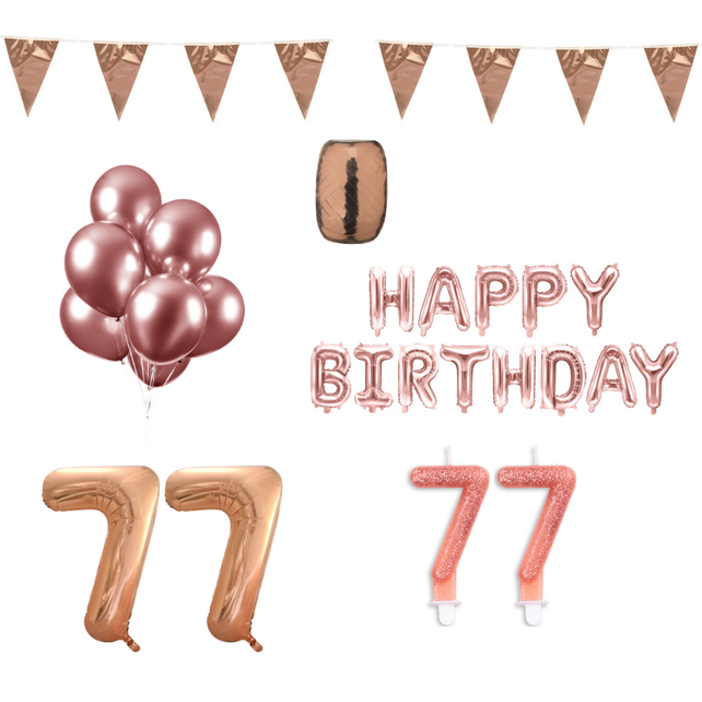77 jaar Verjaardag Versiering Pakket Rosé Goud