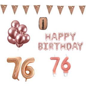 76 jaar Verjaardag Versiering Pakket Rosé Goud