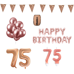 75 jaar Verjaardag Versiering Pakket Rosé Goud