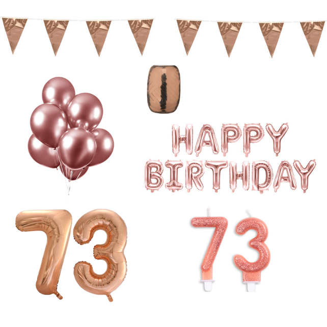 73 jaar Verjaardag Versiering Pakket Rosé Goud