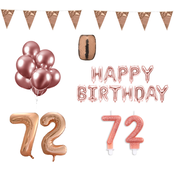 72 jaar Verjaardag Versiering Pakket Rosé Goud