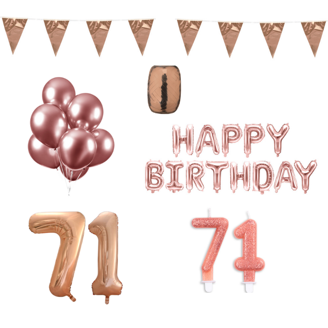 71 jaar Verjaardag Versiering Pakket Rosé Goud