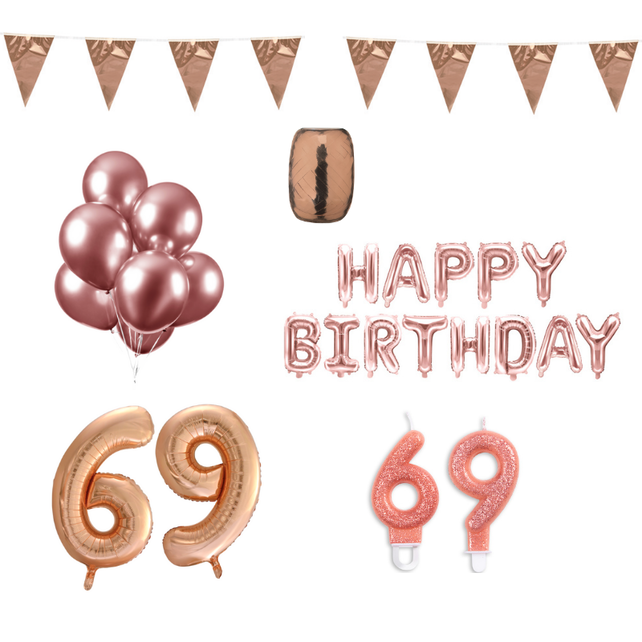 69 jaar Verjaardag Versiering Pakket Rosé Goud
