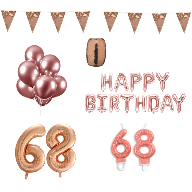 68 jaar Verjaardag Versiering Pakket Rosé Goud