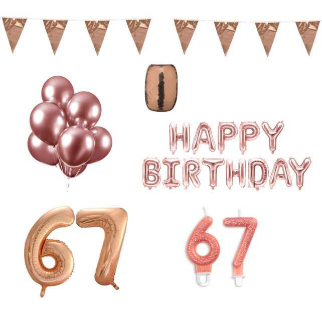 67 jaar Verjaardag Versiering Pakket Rosé Goud