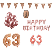 63 jaar Verjaardag Versiering Pakket Rosé Goud