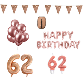 62 jaar Verjaardag Versiering Pakket Rosé Goud