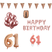 61 jaar Verjaardag Versiering Pakket Rosé Goud