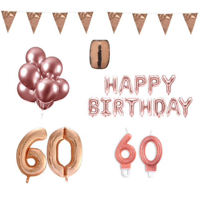 60 jaar Verjaardag Versiering Pakket Rosé Goud