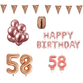 58 jaar Verjaardag Versiering Pakket Rosé Goud