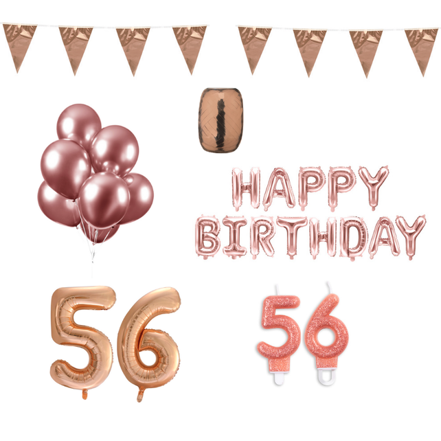 56 jaar Verjaardag Versiering Pakket Rosé Goud