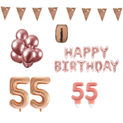 55 jaar Verjaardag Versiering Pakket Rosé Goud