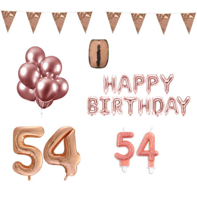 54 jaar Verjaardag Versiering Pakket Rosé Goud