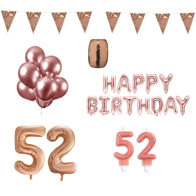 52 jaar Verjaardag Versiering Pakket Rosé Goud