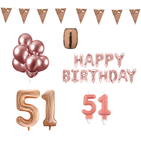 51 jaar Verjaardag Versiering Pakket Rosé Goud