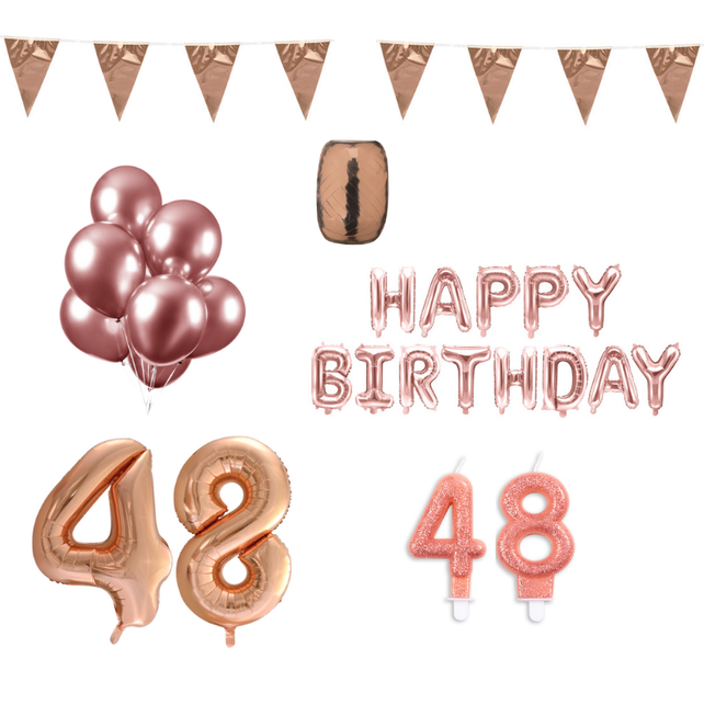 48 jaar Verjaardag Versiering Pakket Rosé Goud