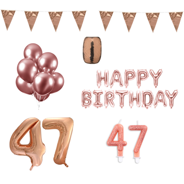 47 jaar Verjaardag Versiering Pakket Rosé Goud
