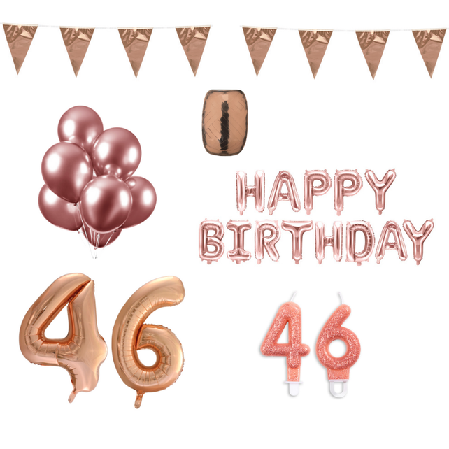 46 jaar Verjaardag Versiering Pakket Rosé Goud