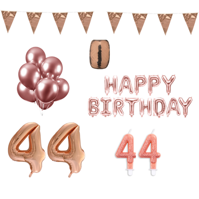 44 jaar Verjaardag Versiering Pakket Rosé Goud