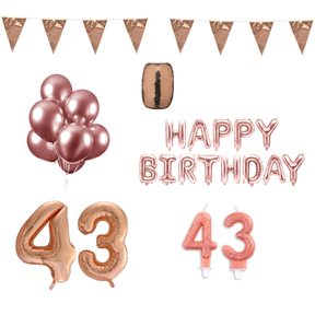 43 jaar Verjaardag Versiering Pakket Rosé Goud