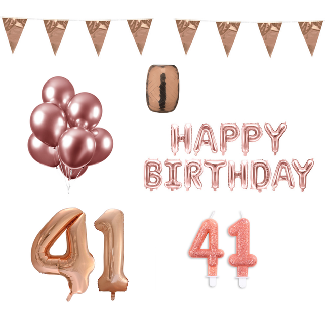 41 jaar Verjaardag Versiering Pakket Rosé Goud 41 jaar Verjaardag Versiering Pakket Rosé Goud