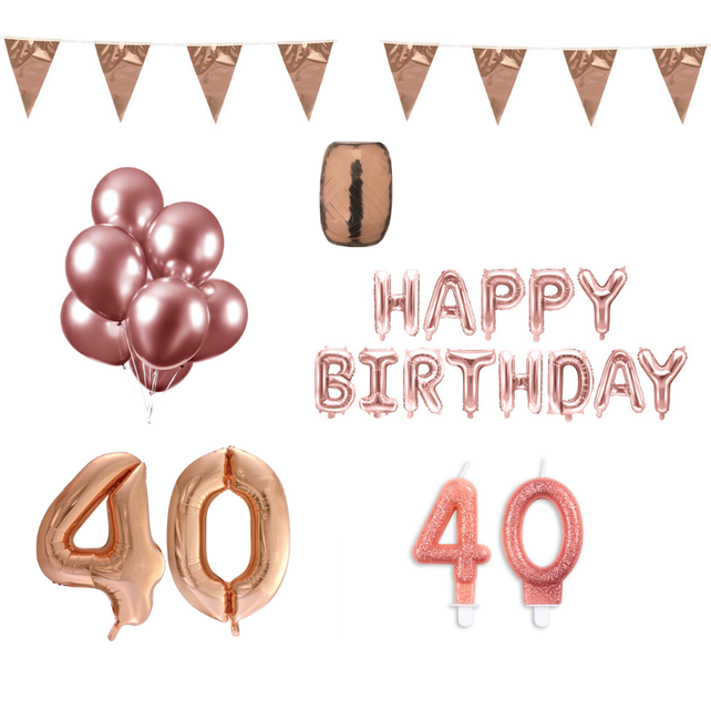 40 jaar Verjaardag Versiering Pakket Rosé Goud