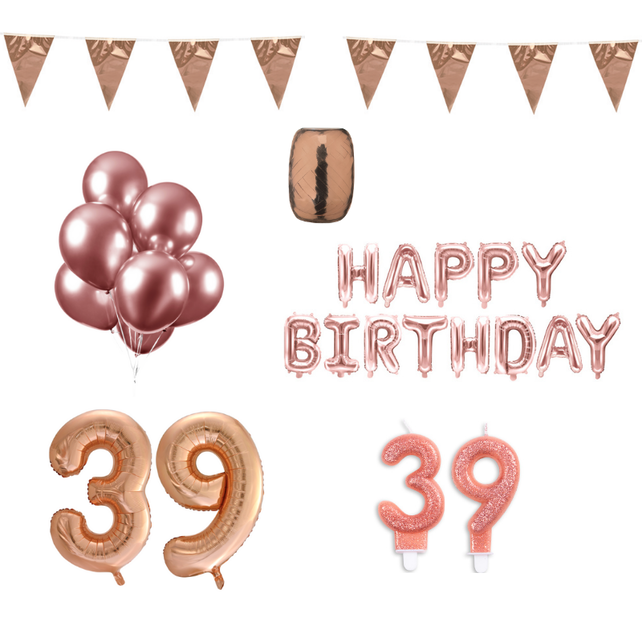 39 jaar Verjaardag Versiering Pakket Rosé Goud