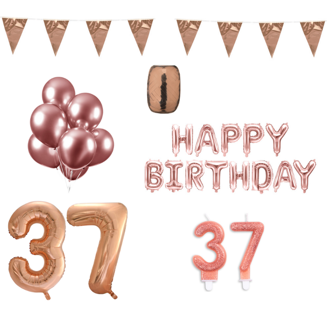37 jaar Verjaardag Versiering Pakket Rosé Goud
